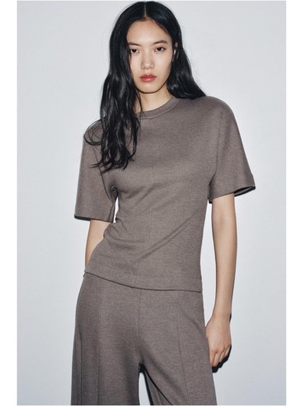 Zara fitted soft short sleeve top